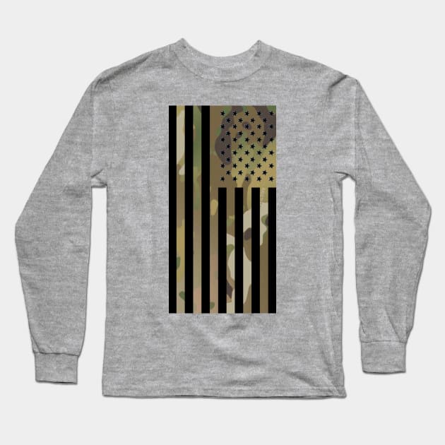 United States Flag Camouflage Long Sleeve T-Shirt by Cataraga